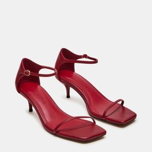 Red open toe heels
